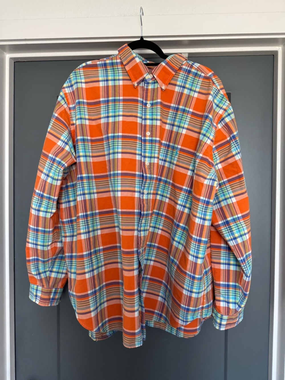 Ralph Lauren Orange Plaid Button-Down Shirt
